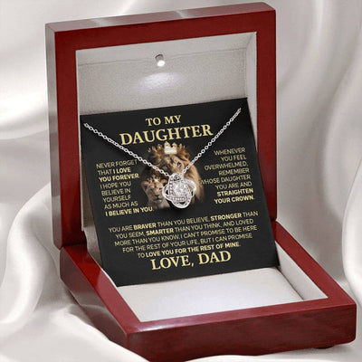 To My Daughter | Love Dad | Cubic Zirconia Love Knot Necklace